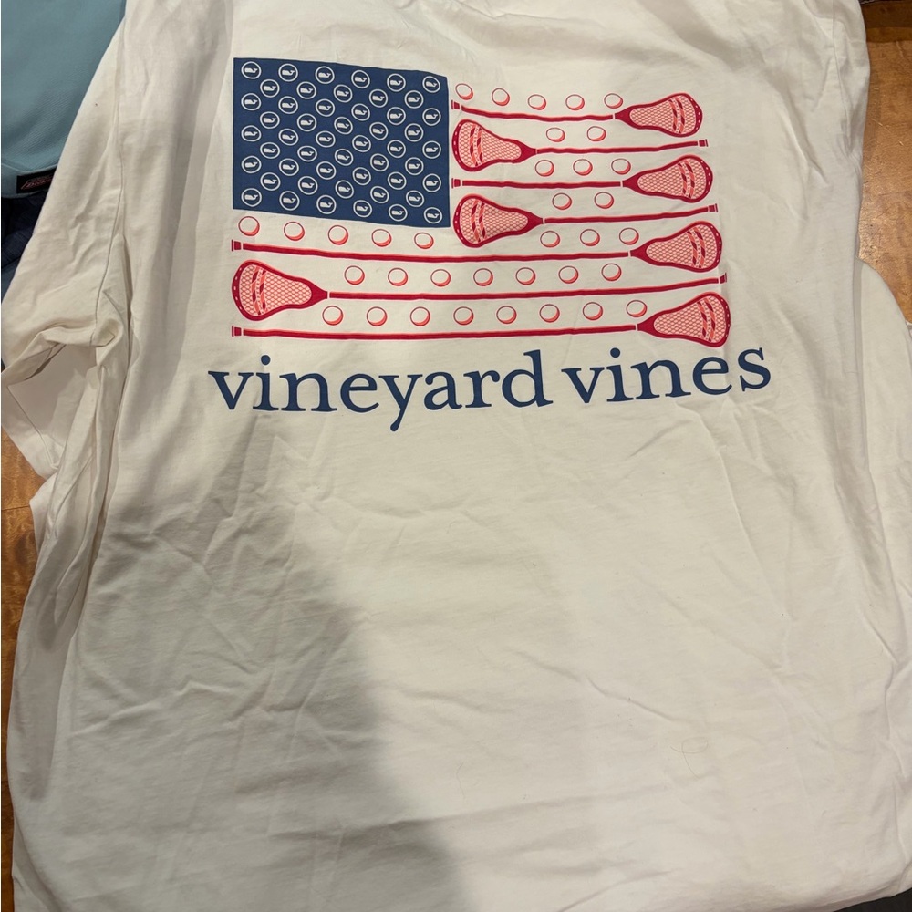 Lacrosse long sleeve Vineyard Vines pocket Tee Shirt Flag design